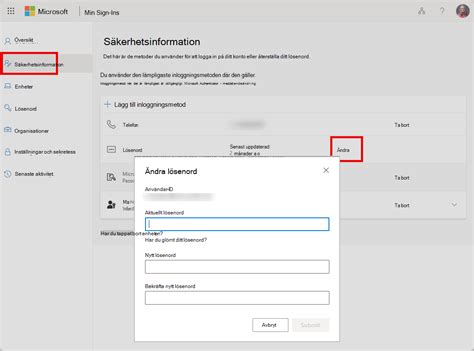 Ändra eller återställa ditt lösenord - Microsoft Support